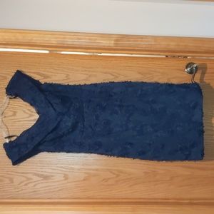 Xscape navy size 12 lace like flower material, evening dress, mother of groom